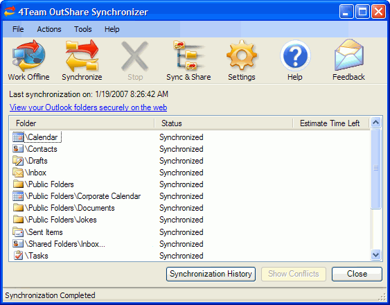 Synchronize Outlook with OutShare Synchronizer